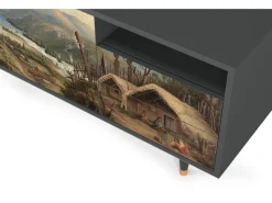 Móvel De Tv| Mueble de TV - 125х56х41 cm - T7 - View Across the Plains , Antracite Cinza antracite