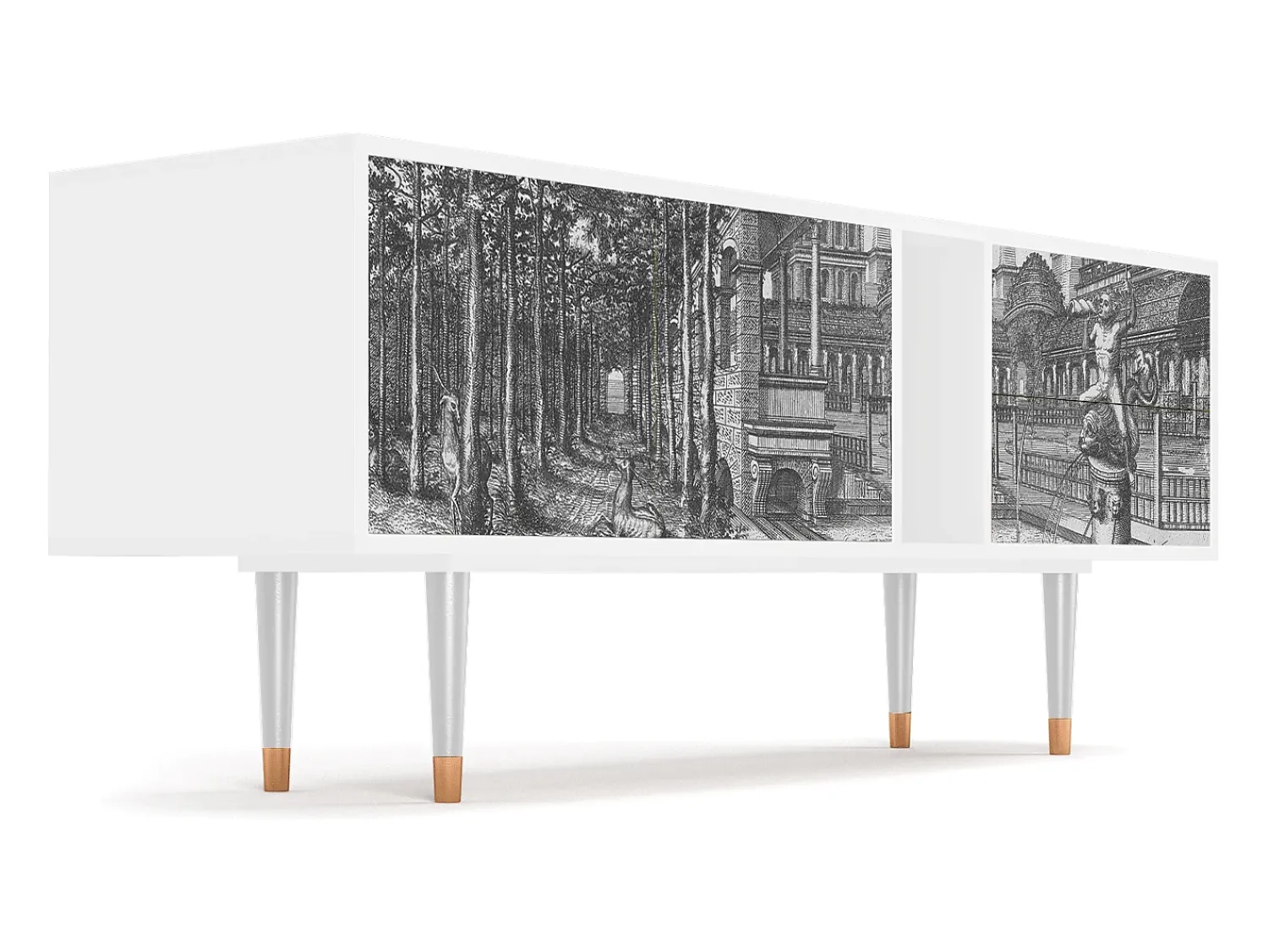 Mueble de TV - 170х69х48 cm - T1 - View of the Piazza, Branco^ Móvel De Tv