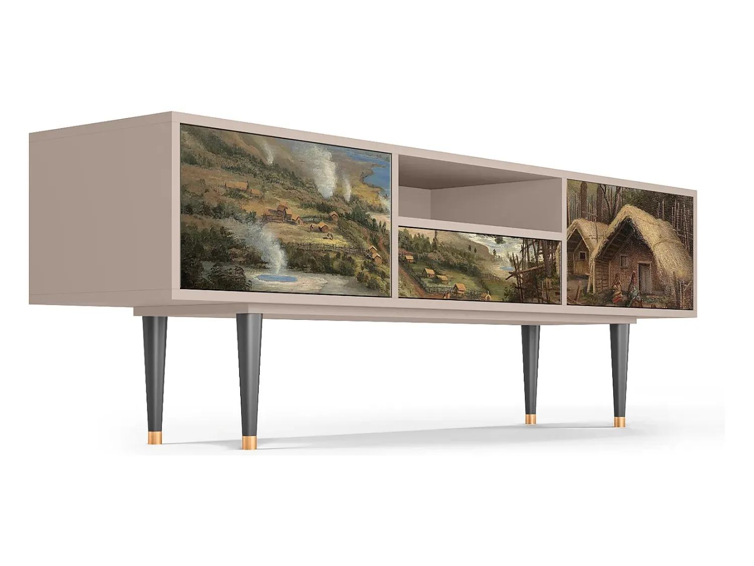 Móvel De Tv| Mueble de TV - 170х59х41 cm - T6 - View Across the Plains , Latte Bege