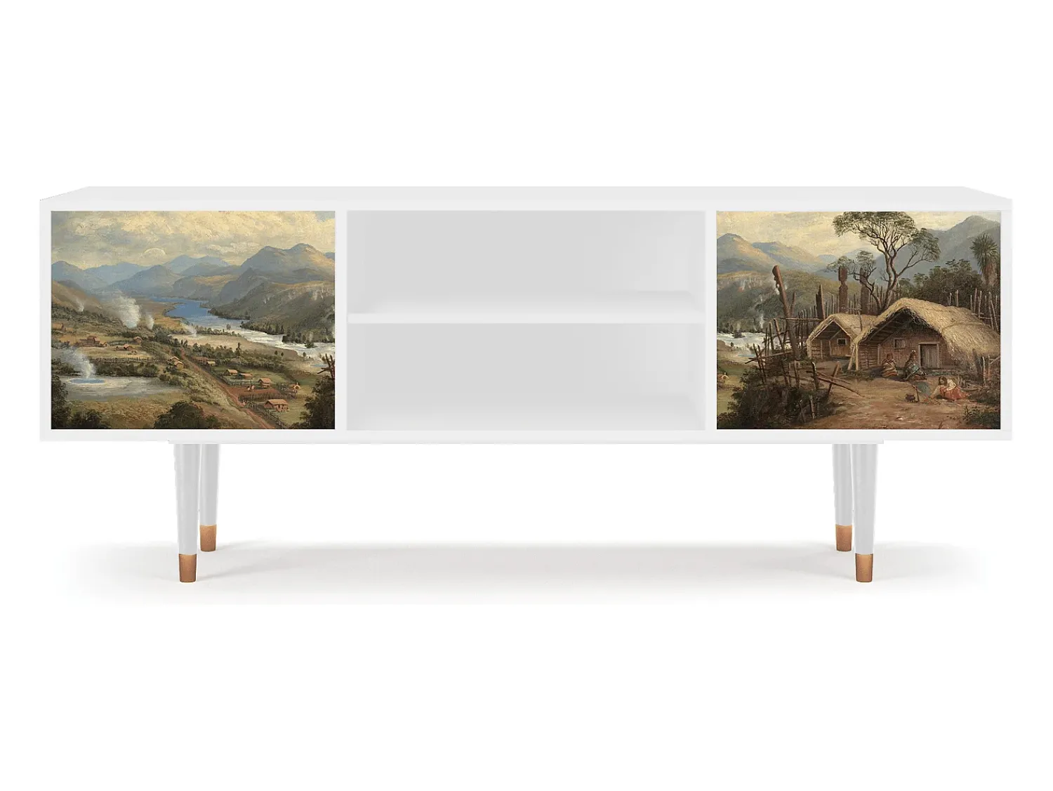 Móvel De Tv* Mueble de TV - 170х69х48 cm - T2 - View Across the Plains , Branco Bege