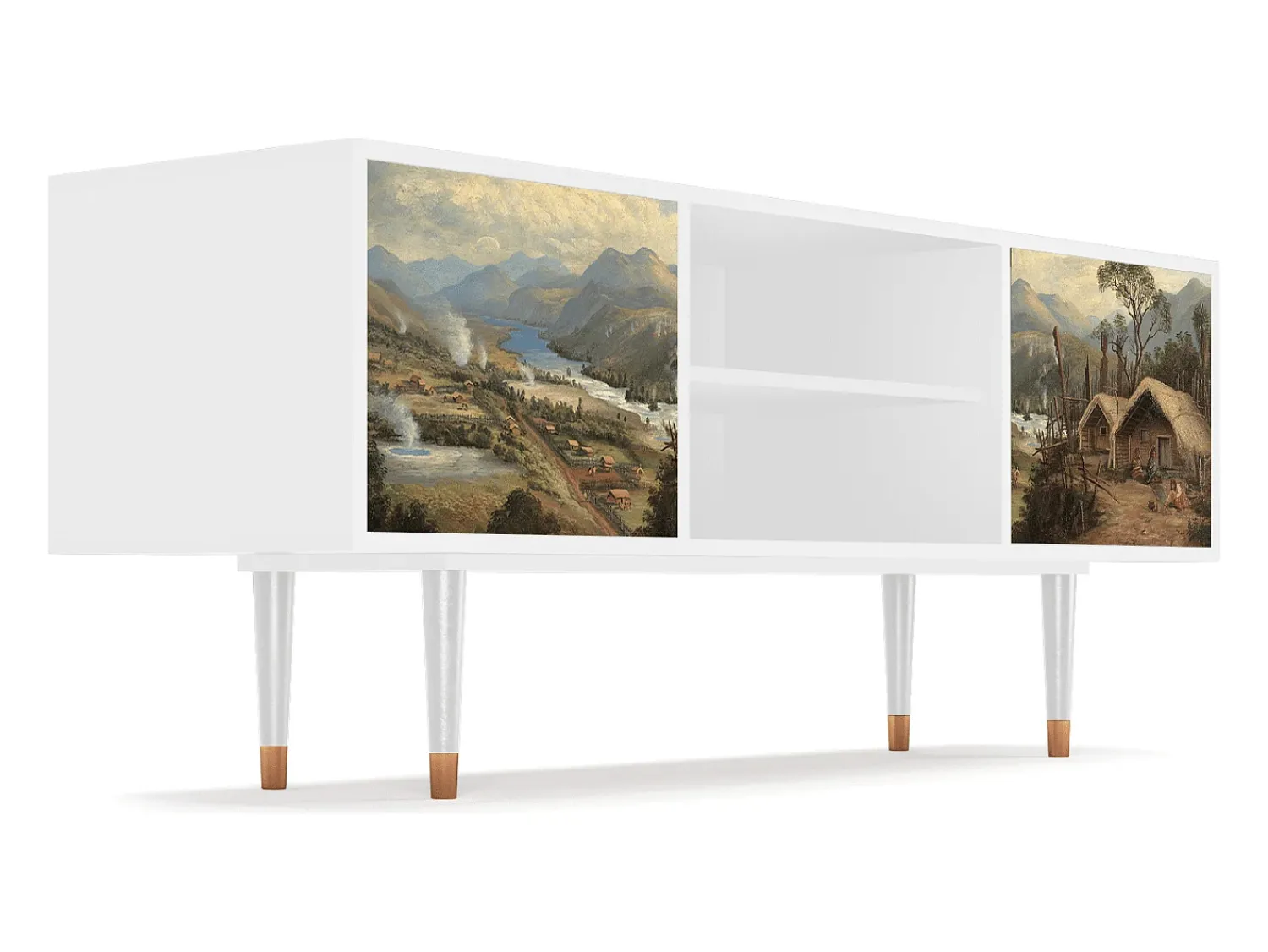 Móvel De Tv* Mueble de TV - 170х69х48 cm - T2 - View Across the Plains , Branco Bege