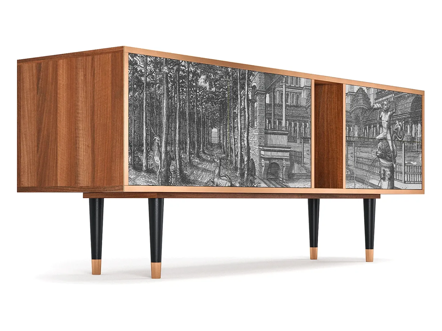 Mueble de TV - 170х69х48 cm - T1 - View of the Piazza, Nogueira^ Móvel De Tv