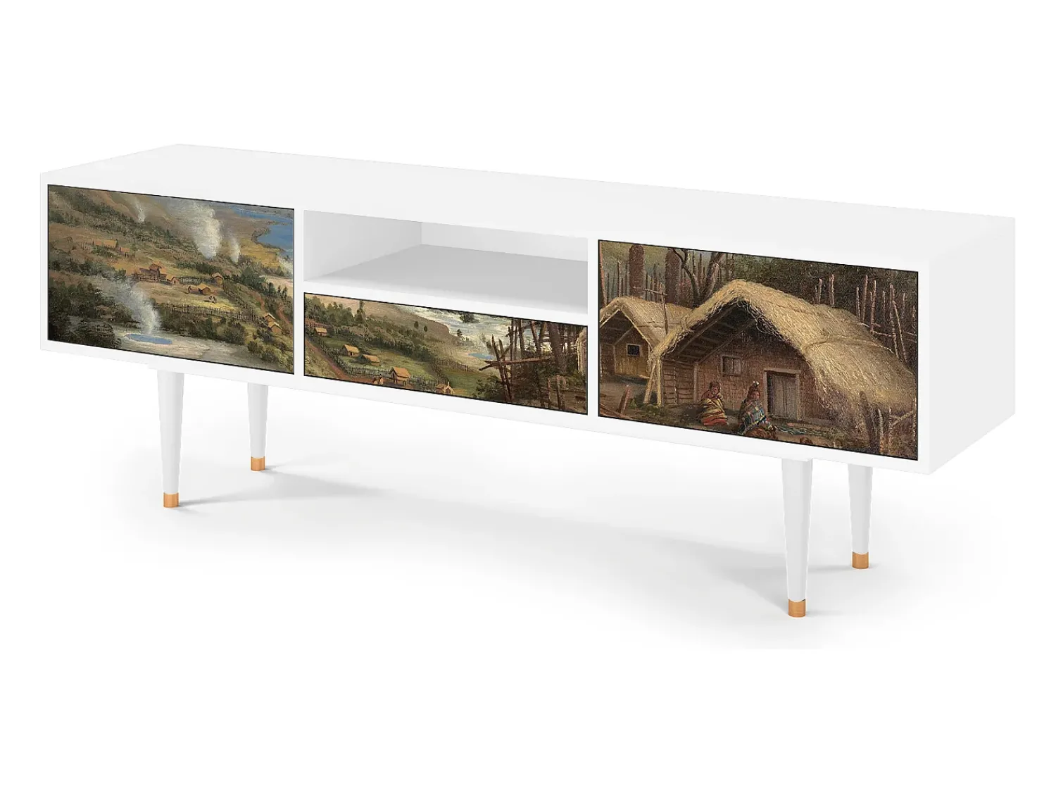 Mueble de TV - 170х59х41 cm - T6 - View Across the Plains , Branco^ Móvel De Tv