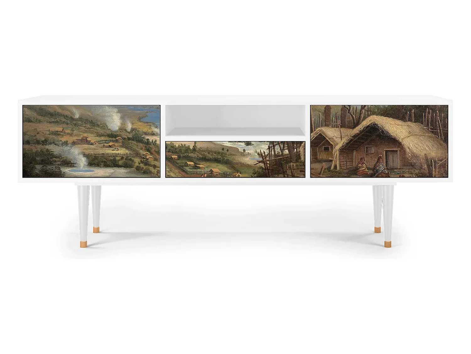 Mueble de TV - 170х59х41 cm - T6 - View Across the Plains , Branco^ Móvel De Tv