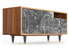 Discount Mueble de TV - 125х56х41 cm - T7 - View of the Piazza, Nogueira Castanho