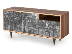 Discount Mueble de TV - 125х56х41 cm - T7 - View of the Piazza, Nogueira Castanho