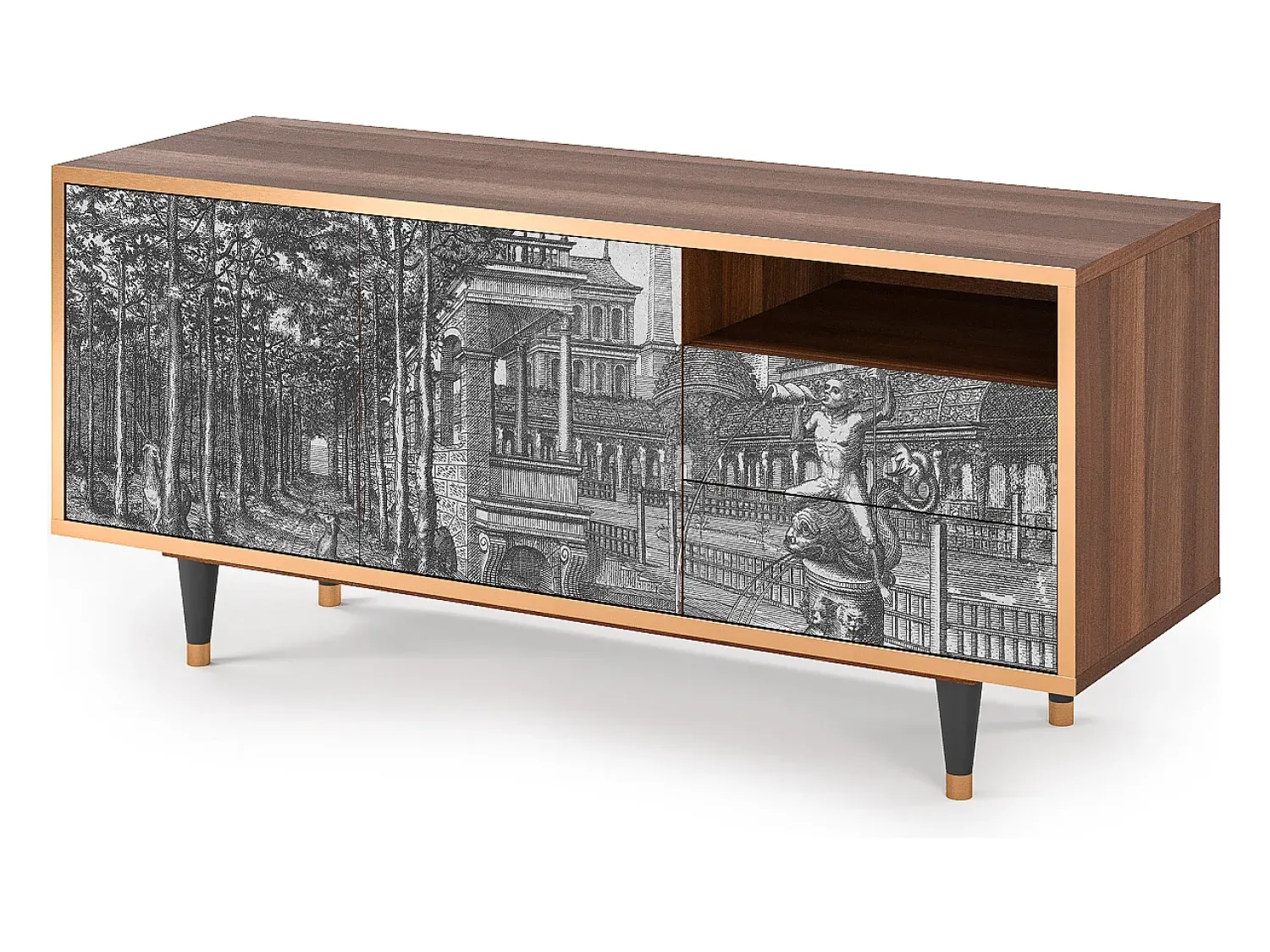 Discount Mueble de TV - 125х56х41 cm - T7 - View of the Piazza, Nogueira Castanho