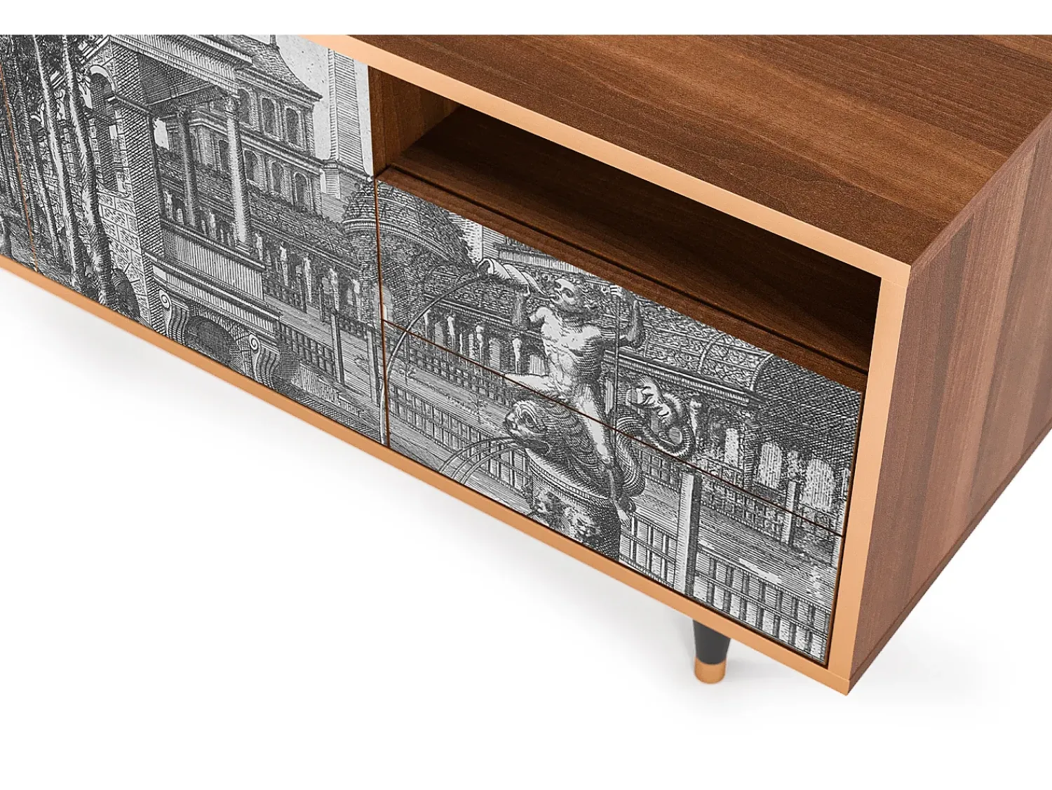 Discount Mueble de TV - 125х56х41 cm - T7 - View of the Piazza, Nogueira Castanho