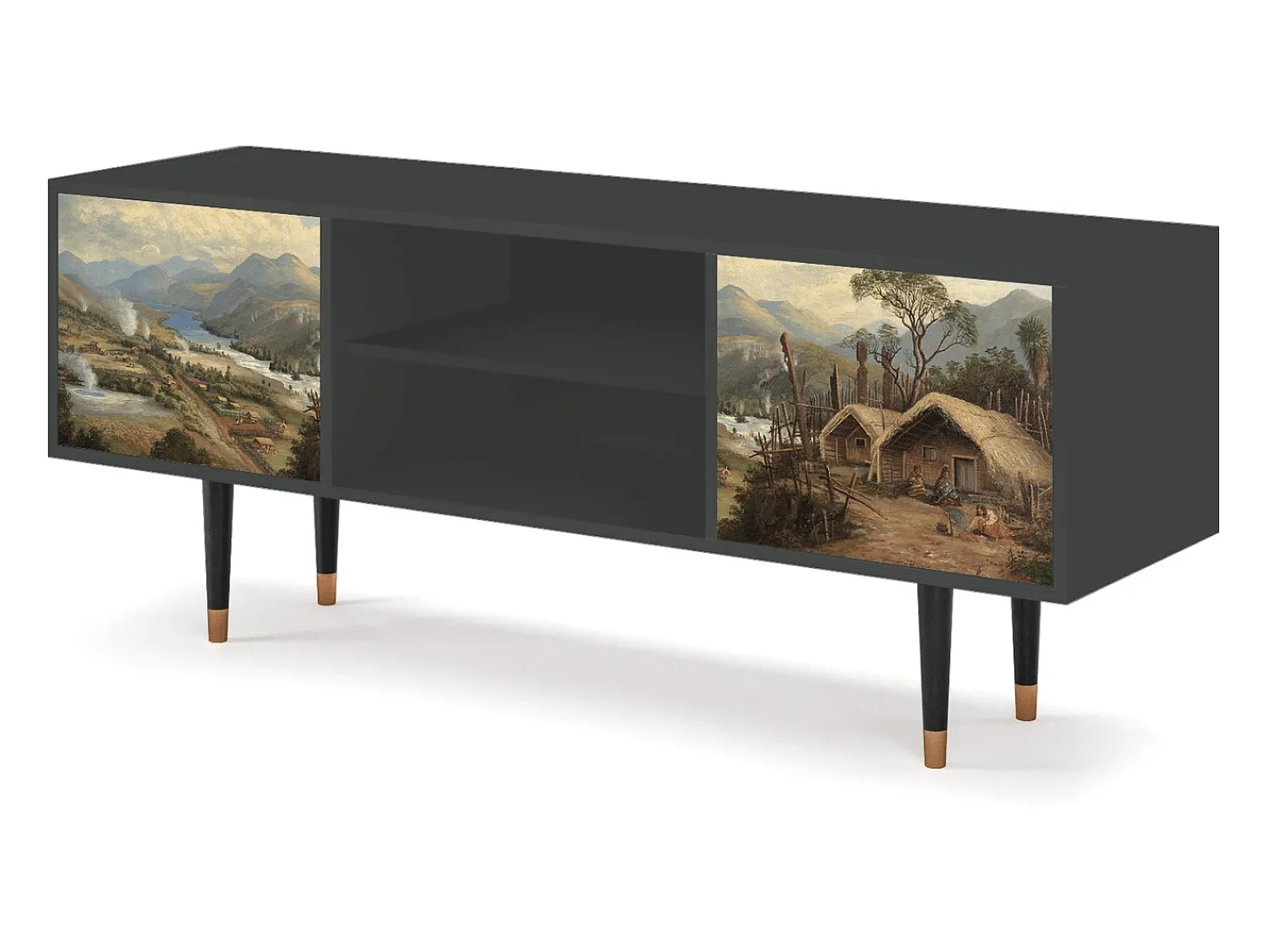 Móvel De Tv| Mueble de TV - 170х69х48 cm - T2 - View Across the Plains , Antracite Cinza antracite