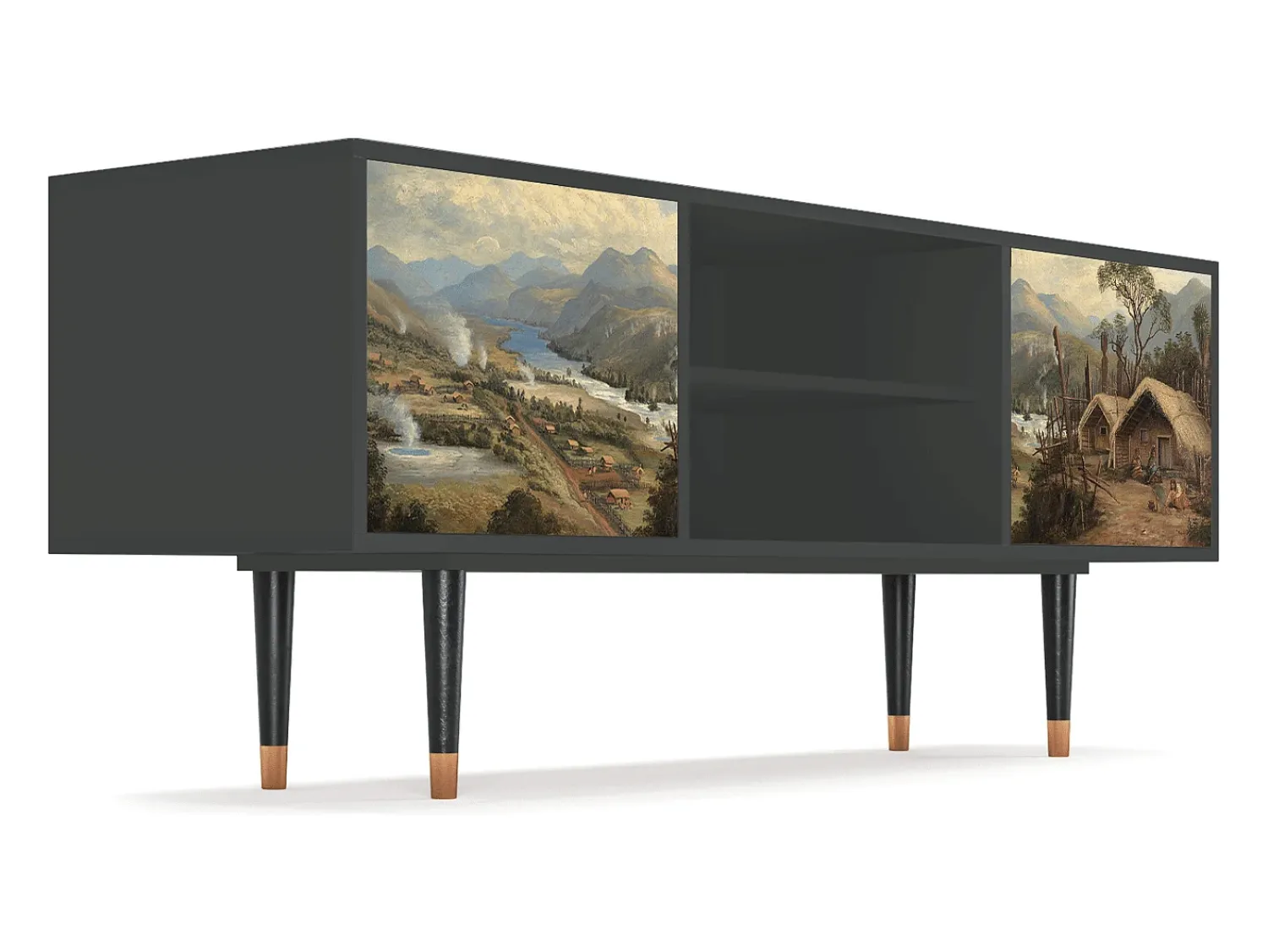 Móvel De Tv| Mueble de TV - 170х69х48 cm - T2 - View Across the Plains , Antracite Cinza antracite