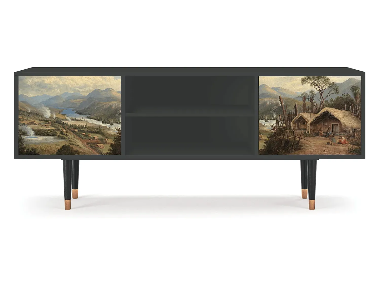 Móvel De Tv| Mueble de TV - 170х69х48 cm - T2 - View Across the Plains , Antracite Cinza antracite