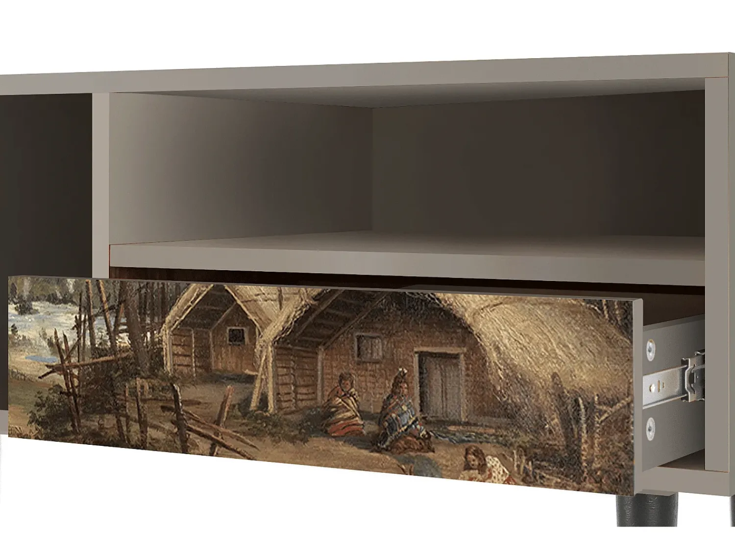 Best Mueble de TV - 115х59х48 cm - T3 - View Across the Plains , Areia Bege