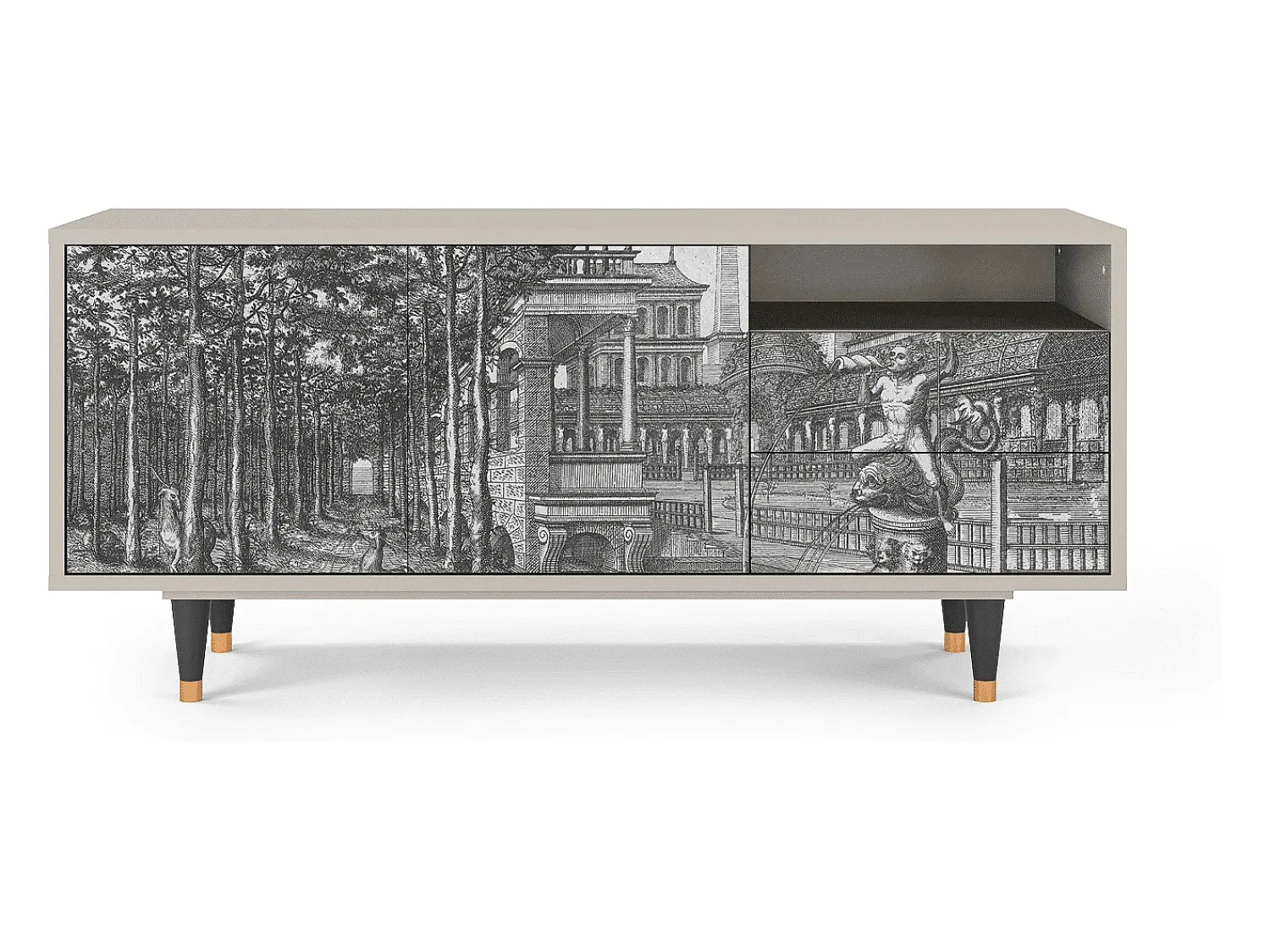 Móvel De Tv* Mueble de TV - 125х56х41 cm - T7 - View of the Piazza, Areia Bege