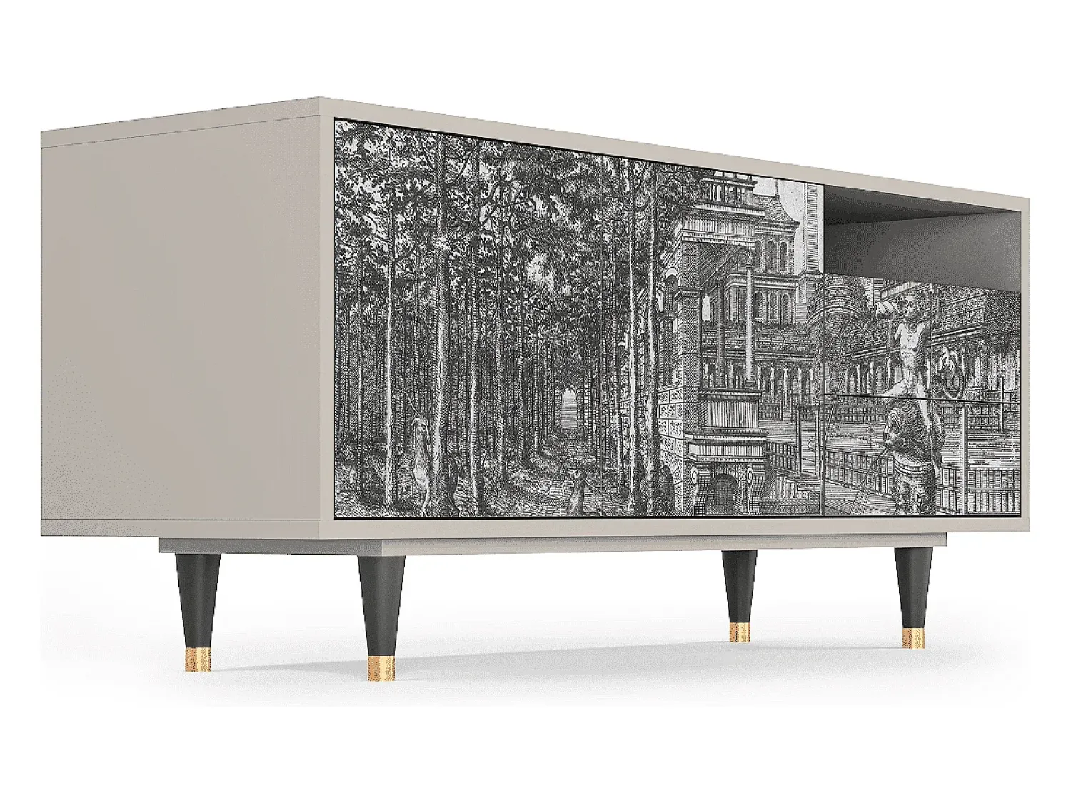 Móvel De Tv* Mueble de TV - 125х56х41 cm - T7 - View of the Piazza, Areia Bege