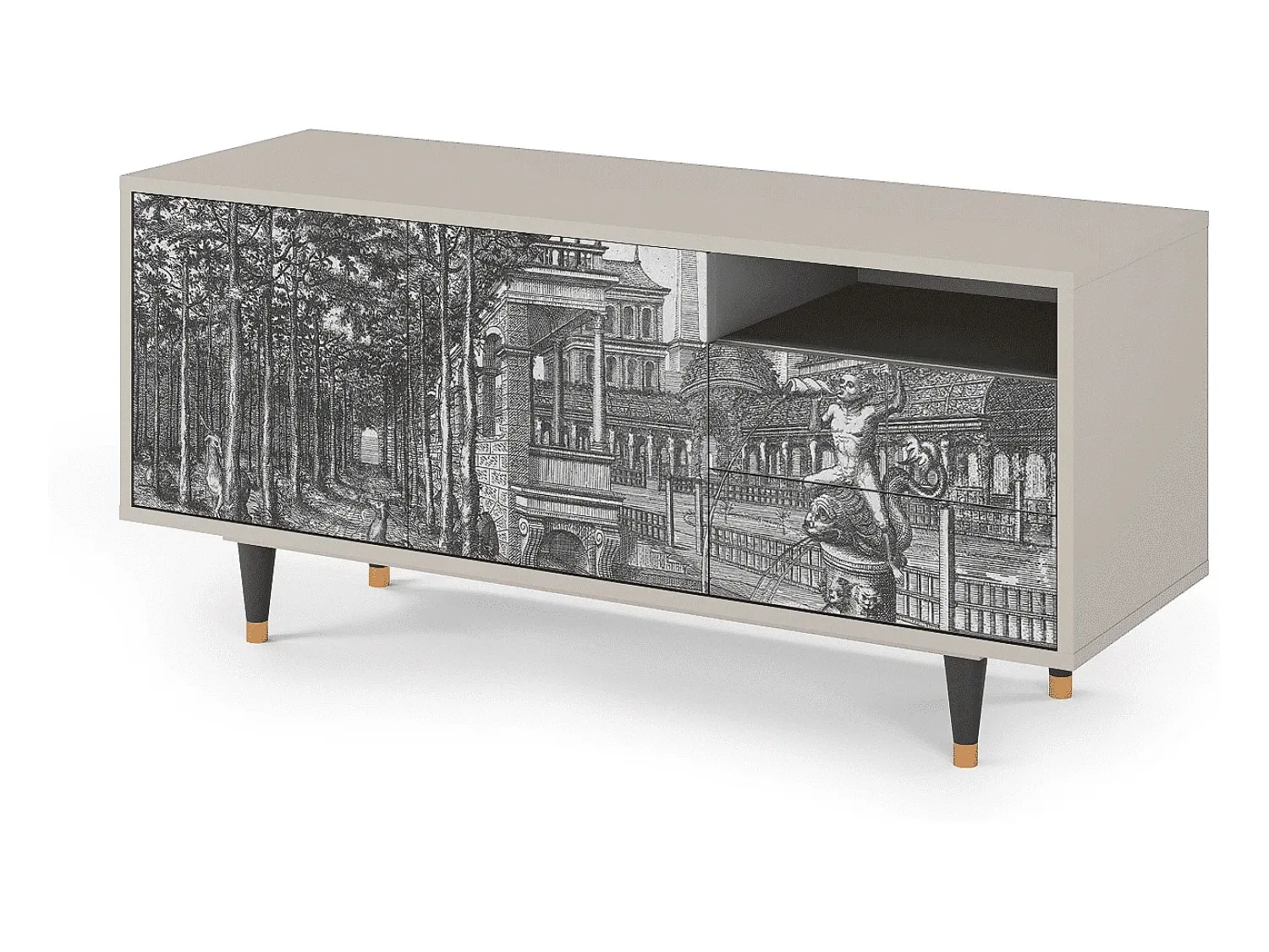 Móvel De Tv* Mueble de TV - 125х56х41 cm - T7 - View of the Piazza, Areia Bege