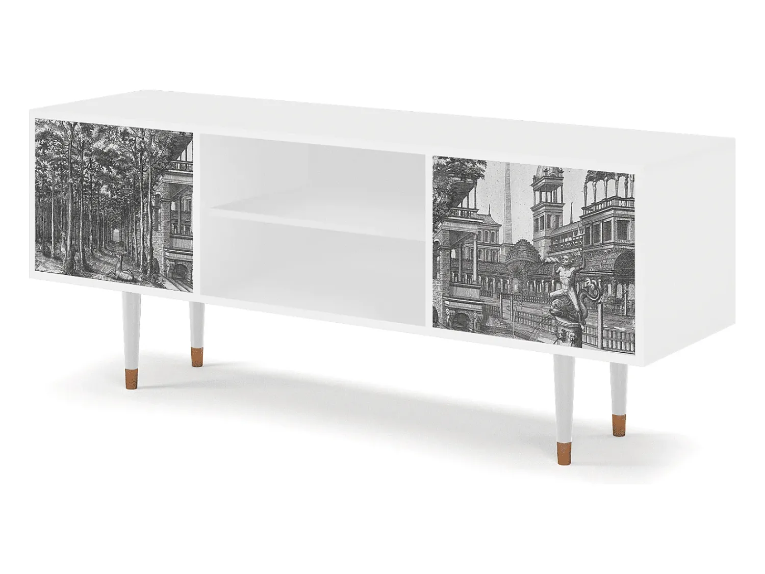 Móvel De Tv| Mueble de TV - 170х69х48 cm - T2 - View of the Piazza, Branco Bege