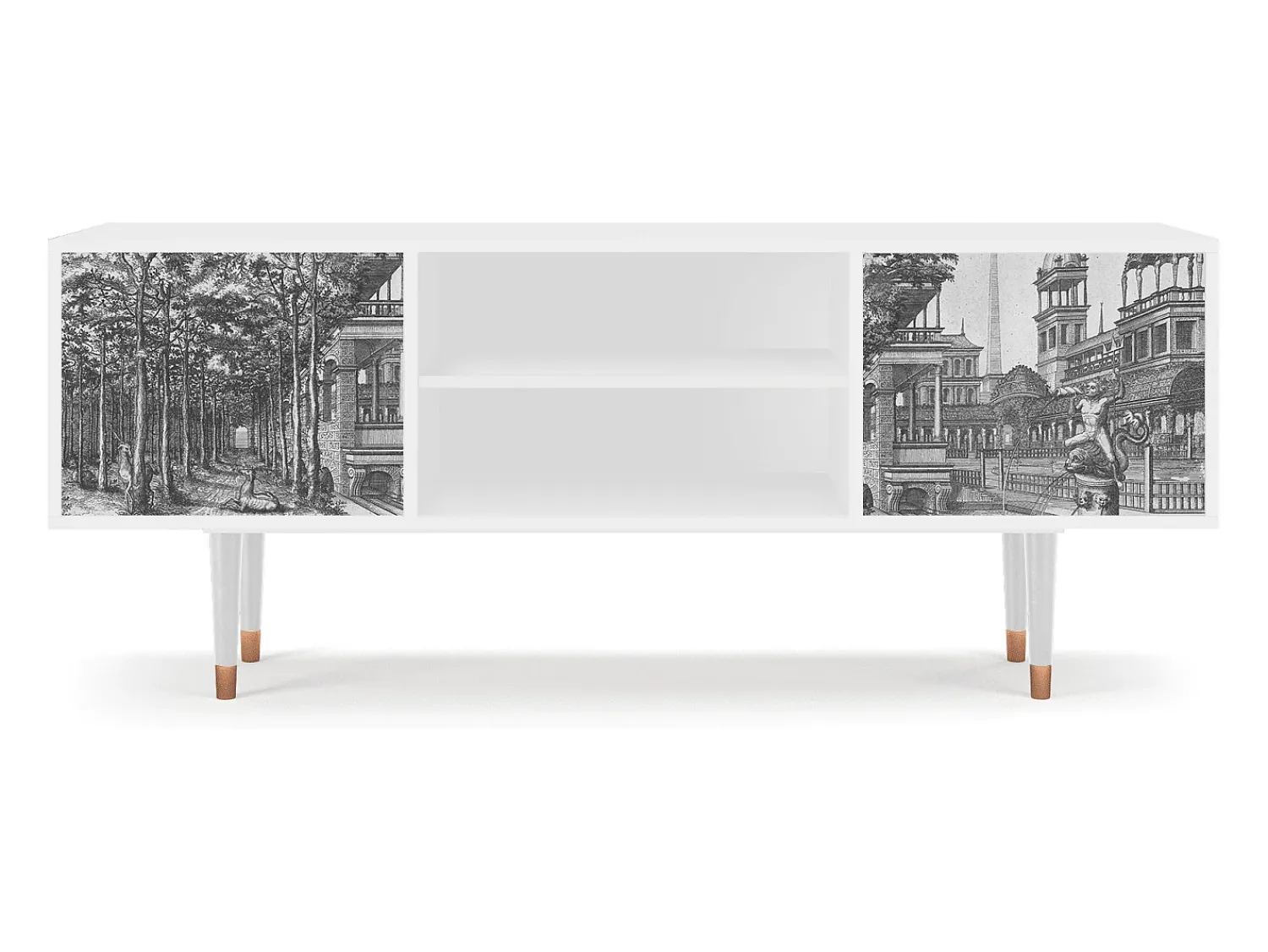 Móvel De Tv| Mueble de TV - 170х69х48 cm - T2 - View of the Piazza, Branco Bege