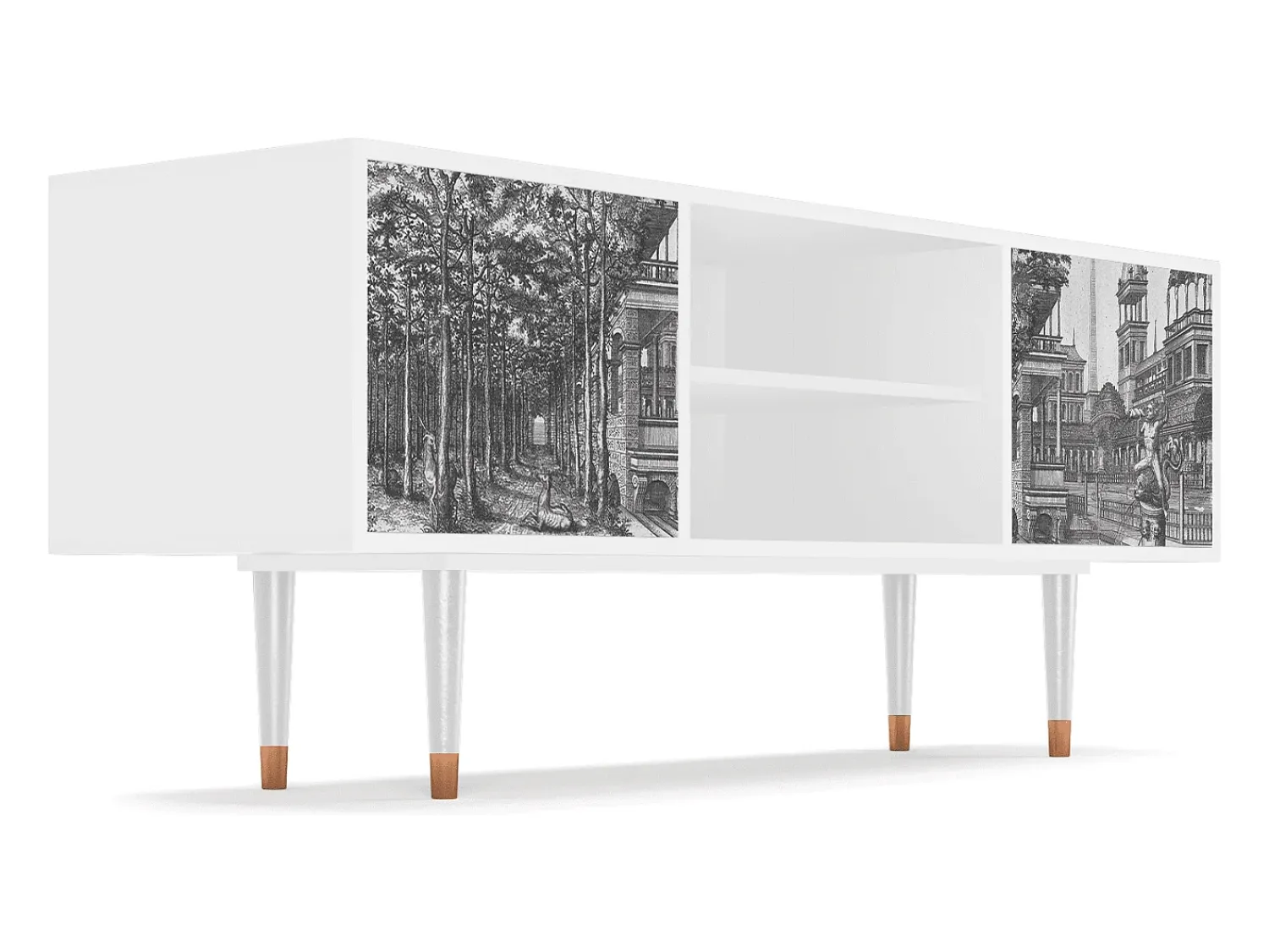 Móvel De Tv| Mueble de TV - 170х69х48 cm - T2 - View of the Piazza, Branco Bege