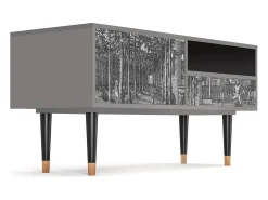 New Mueble de TV - 115х59х48 cm - T3 - View of the Piazza, Cinza Cinzento