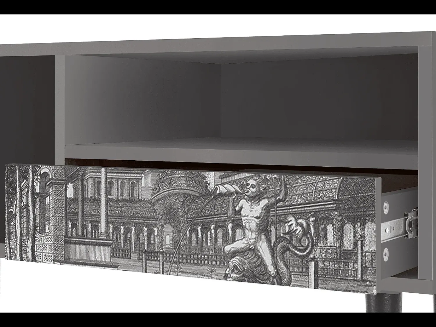 New Mueble de TV - 115х59х48 cm - T3 - View of the Piazza, Cinza Cinzento