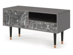 New Mueble de TV - 115х59х48 cm - T3 - View of the Piazza, Cinza Cinzento