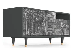 Móvel De Tv* Mueble de TV - 125х56х41 cm - T7 - View of the Piazza, Antracite Cinza antracite