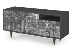 Móvel De Tv* Mueble de TV - 125х56х41 cm - T7 - View of the Piazza, Antracite Cinza antracite