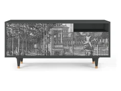 Móvel De Tv* Mueble de TV - 125х56х41 cm - T7 - View of the Piazza, Antracite Cinza antracite
