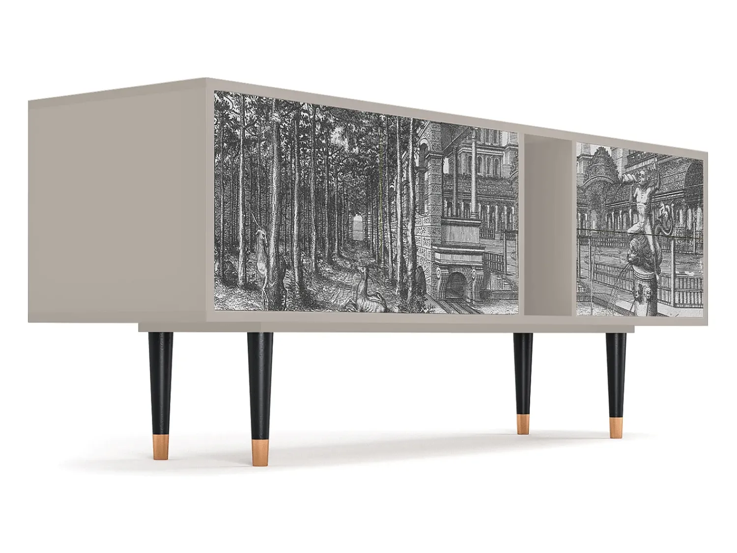Móvel De Tv| Mueble de TV - 170х69х48 cm - T1 - View of the Piazza, Areia Bege