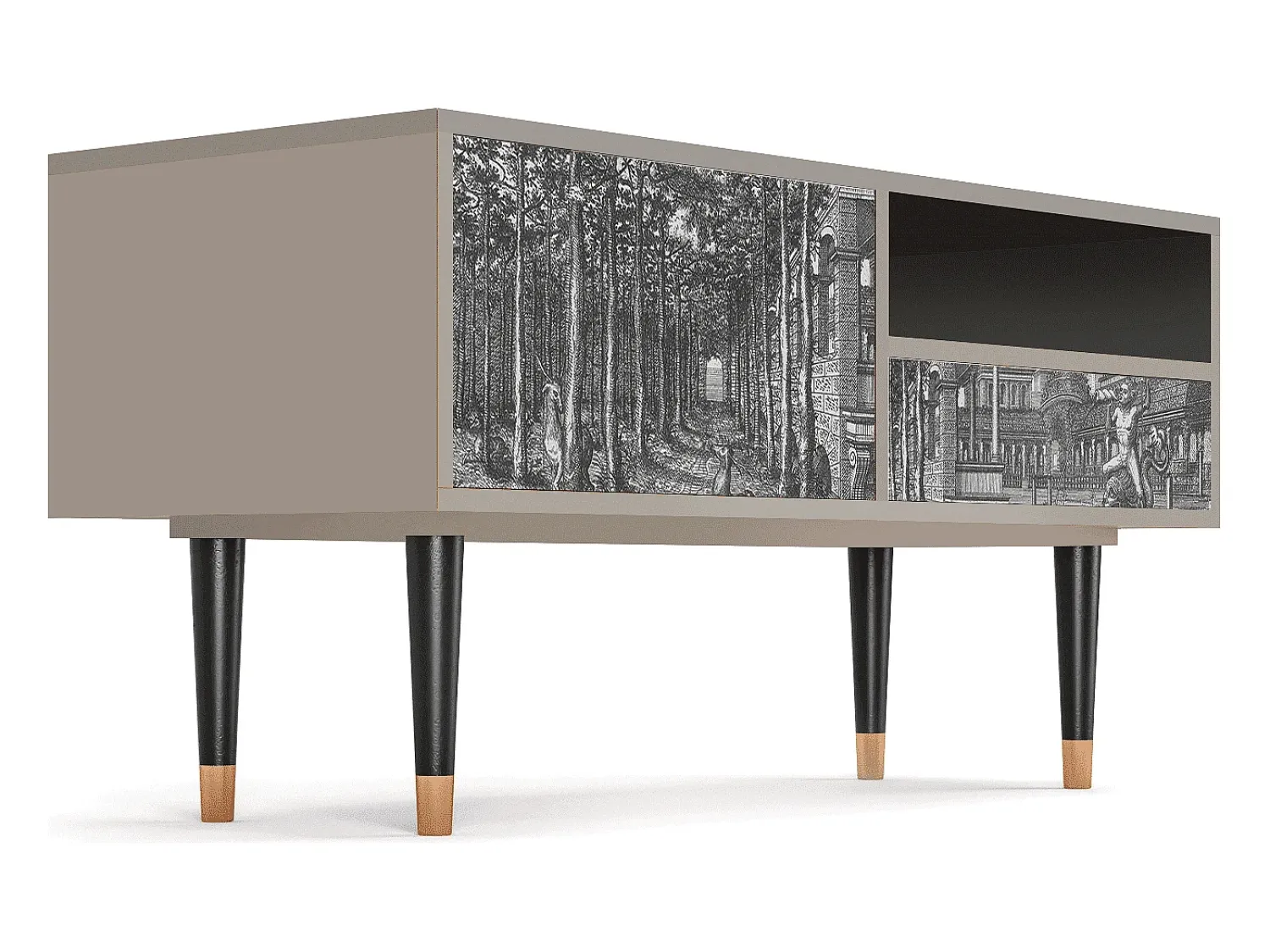 Online Mueble de TV - 115х59х48 cm - T3 - View of the Piazza, Areia Bege
