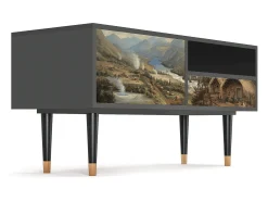 New Mueble de TV - 115х59х48 cm - T3 - View Across the Plains , Antracite Cinza antracite