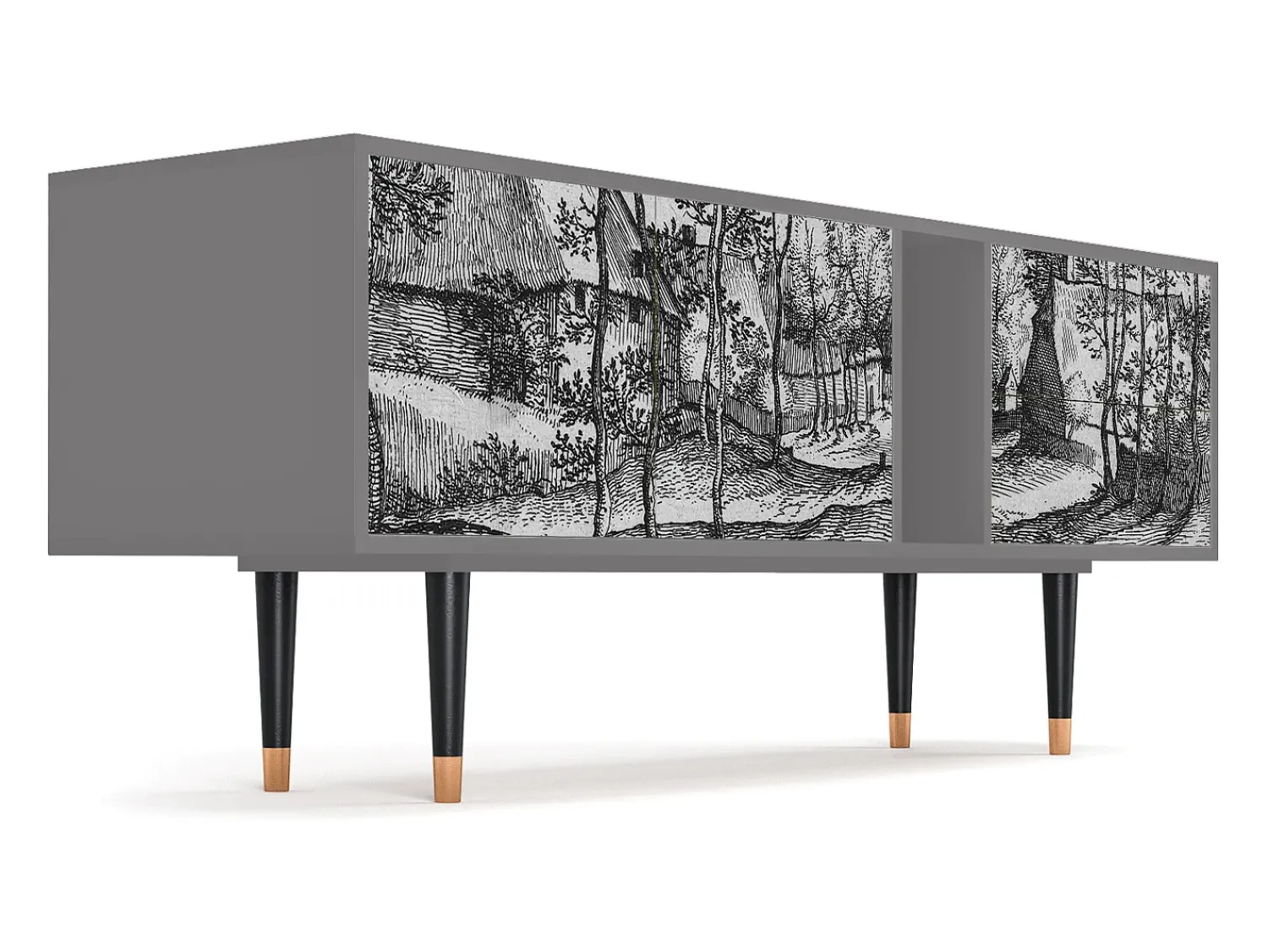 Mueble de TV - 170х69х48 cm - T1 - Village Road, Cinza^ Móvel De Tv