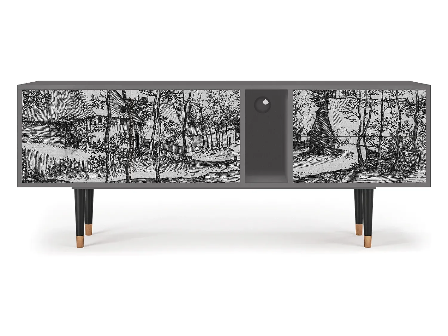 Mueble de TV - 170х69х48 cm - T1 - Village Road, Cinza^ Móvel De Tv
