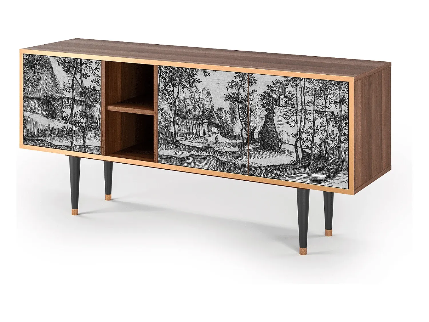 Hot Mueble de TV - 150х69х41 cm - T5 - Village Road, Nogueira Castanho