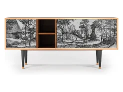 Hot Mueble de TV - 150х69х41 cm - T5 - Village Road, Nogueira Castanho