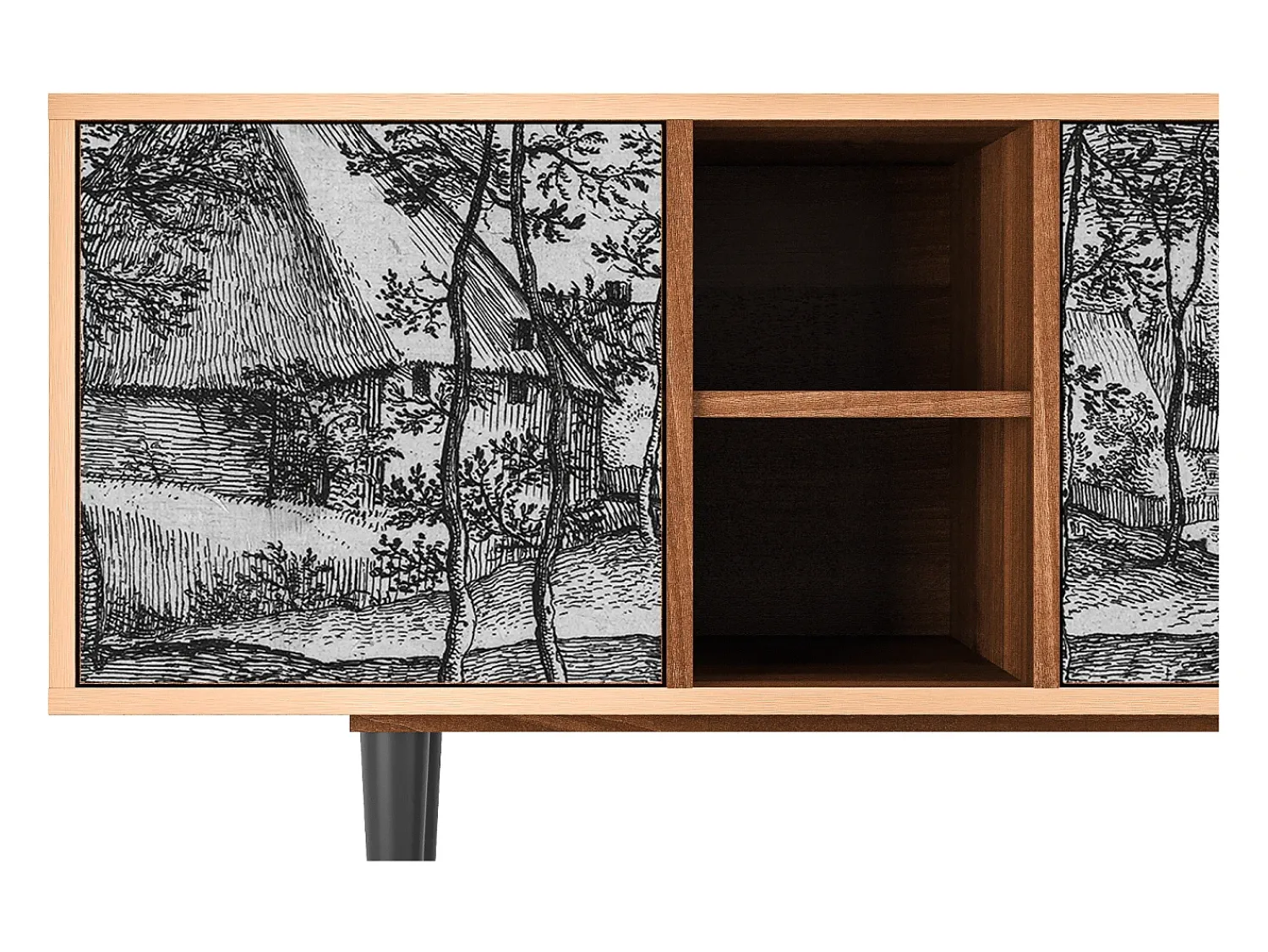 Hot Mueble de TV - 150х69х41 cm - T5 - Village Road, Nogueira Castanho