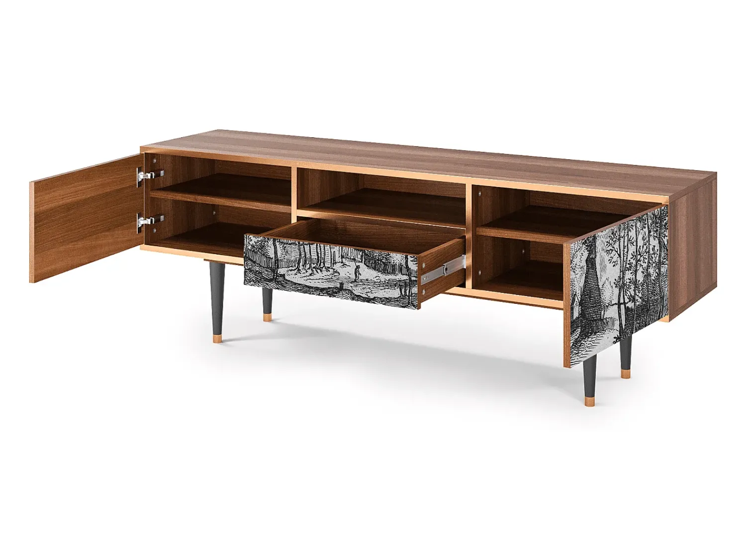 Mueble de TV - 170х59х41 cm - T6 - Village Road, Nogueira^ Móvel De Tv