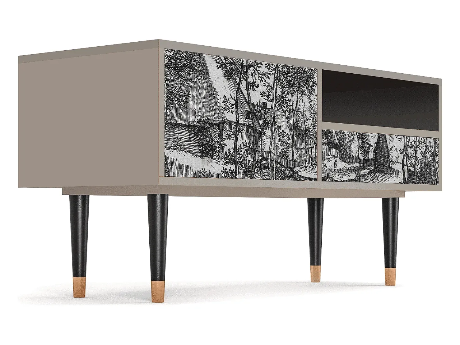 New Mueble de TV - 115х59х48 cm - T3 - Village Road, Areia Bege