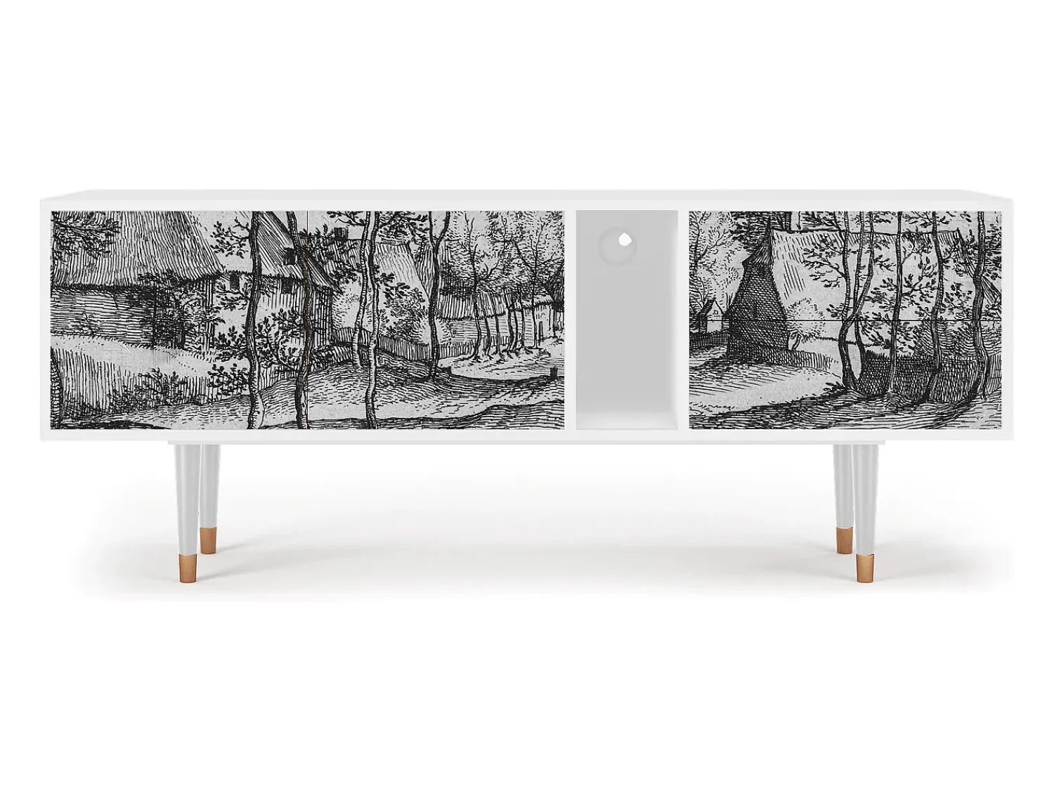 Móvel De Tv| Mueble de TV - 170х69х48 cm - T1 - Village Road, Branco Bege