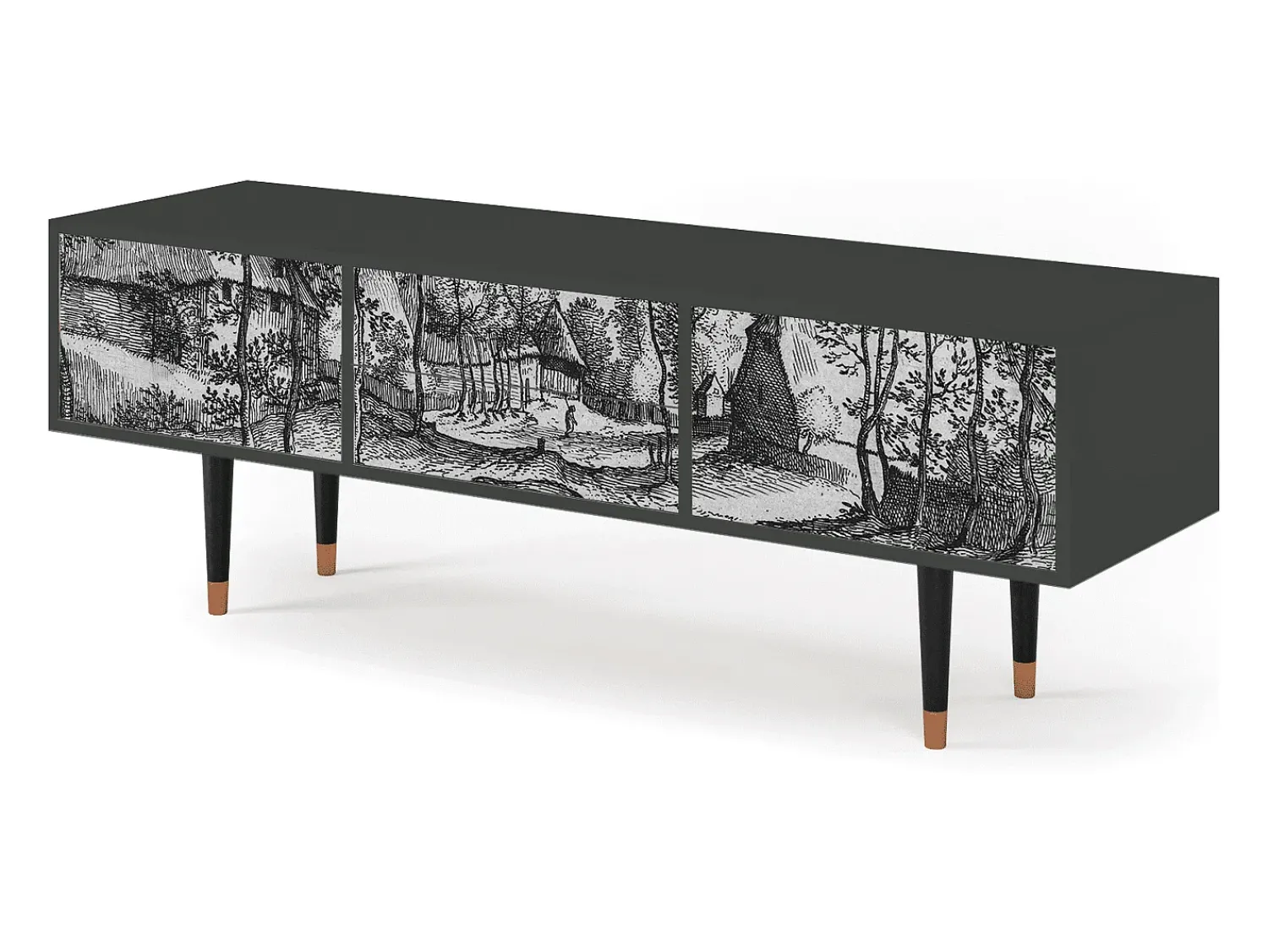 Clearance Mueble de TV - 170х59х48 cm - T4 - Village Road, Antracite Cinza antracite