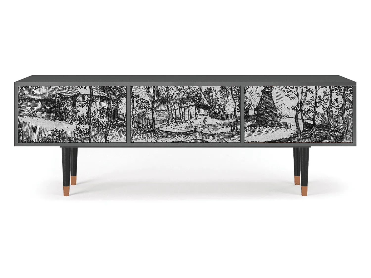 Clearance Mueble de TV - 170х59х48 cm - T4 - Village Road, Antracite Cinza antracite