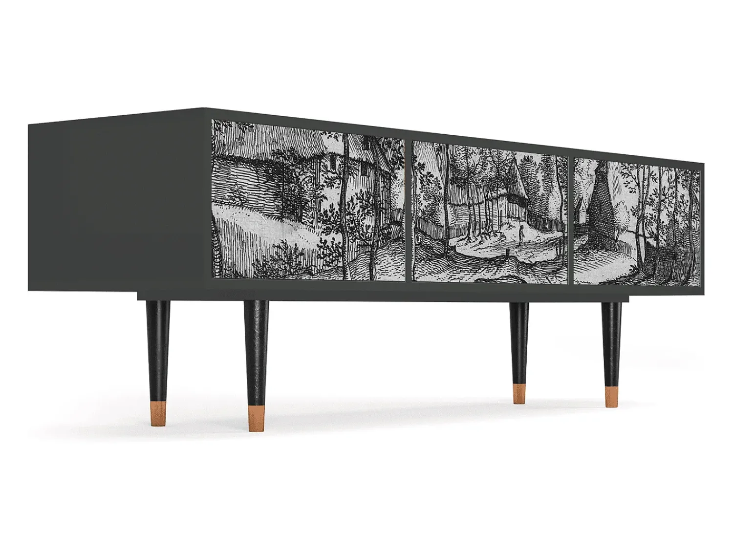 Clearance Mueble de TV - 170х59х48 cm - T4 - Village Road, Antracite Cinza antracite