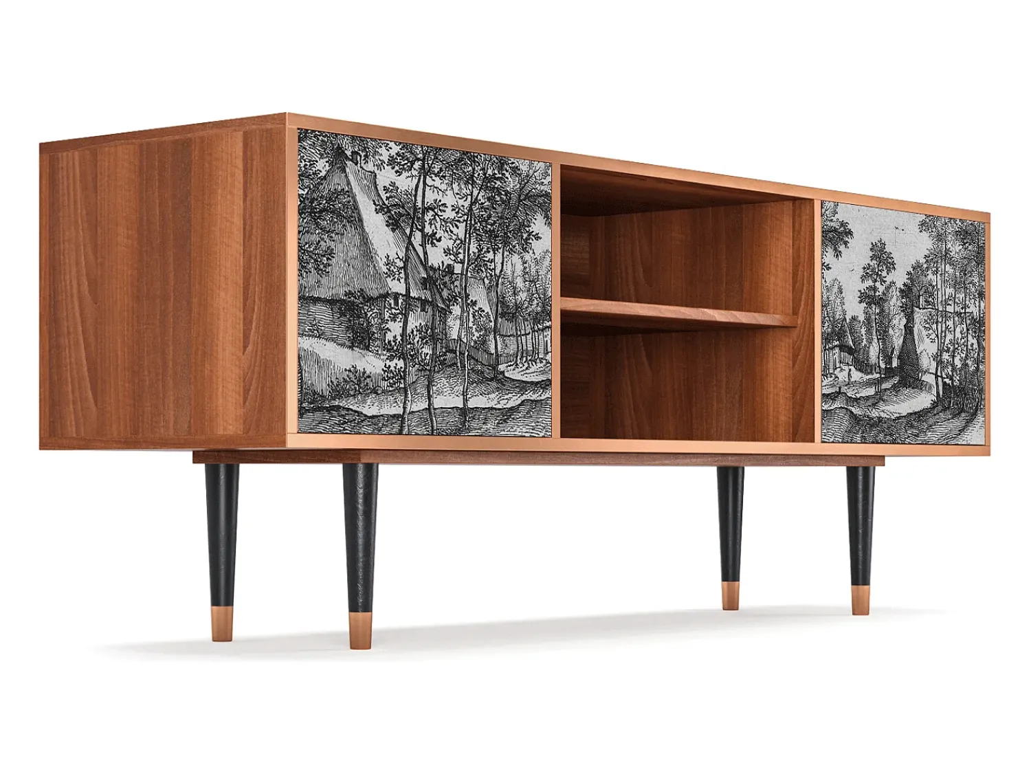 Móvel De Tv| Mueble de TV - 170х69х48 cm - T2 - Village Road, Nogueira Castanho