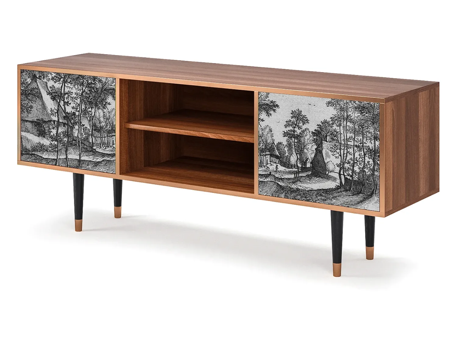 Móvel De Tv| Mueble de TV - 170х69х48 cm - T2 - Village Road, Nogueira Castanho