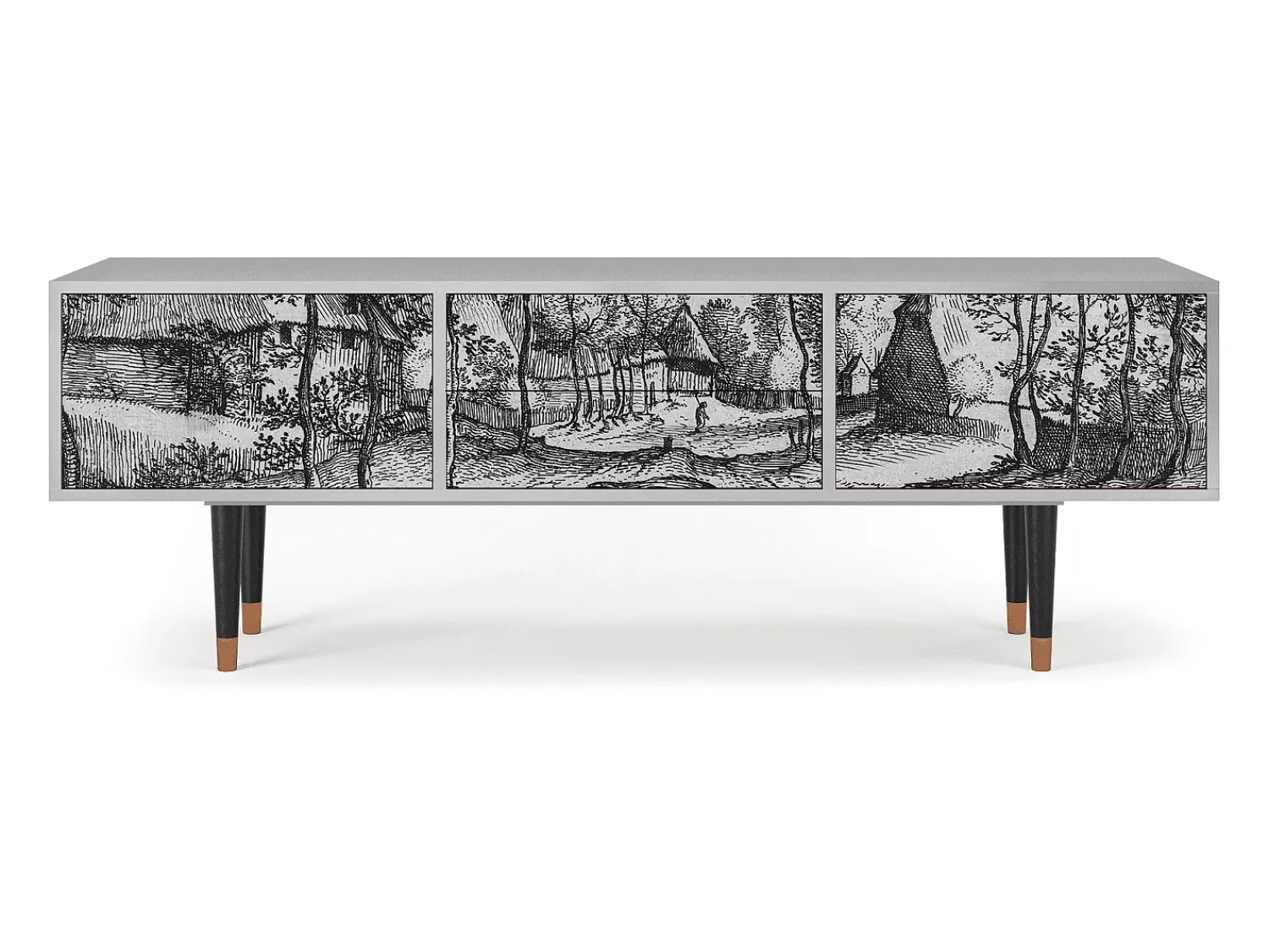 Móvel De Tv| Mueble de TV - 170х59х48 cm - T4 - Village Road, Cinza Cinzento