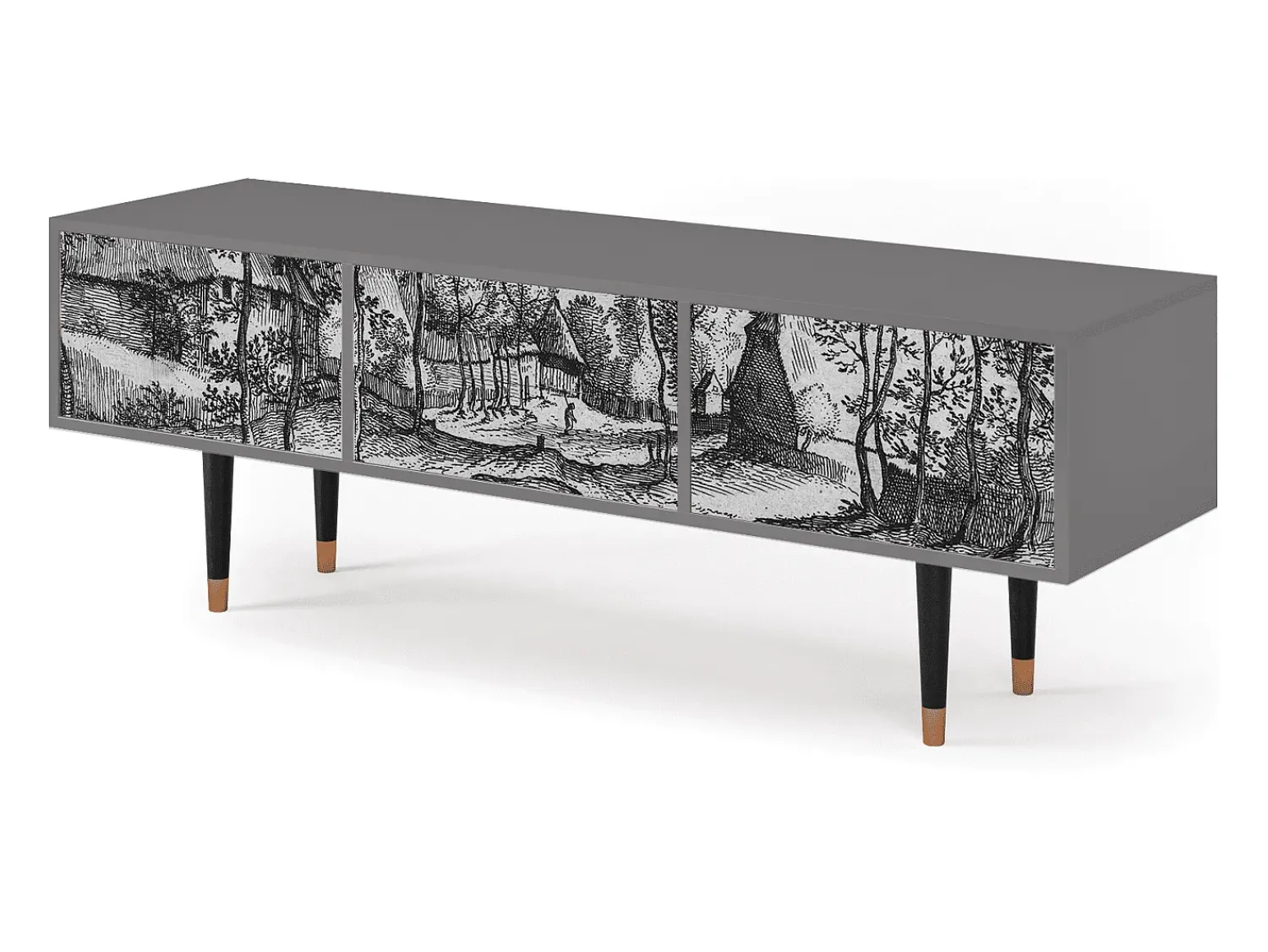 Móvel De Tv| Mueble de TV - 170х59х48 cm - T4 - Village Road, Cinza Cinzento