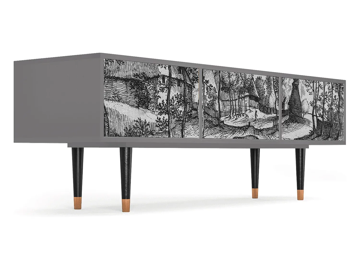 Móvel De Tv| Mueble de TV - 170х59х48 cm - T4 - Village Road, Cinza Cinzento