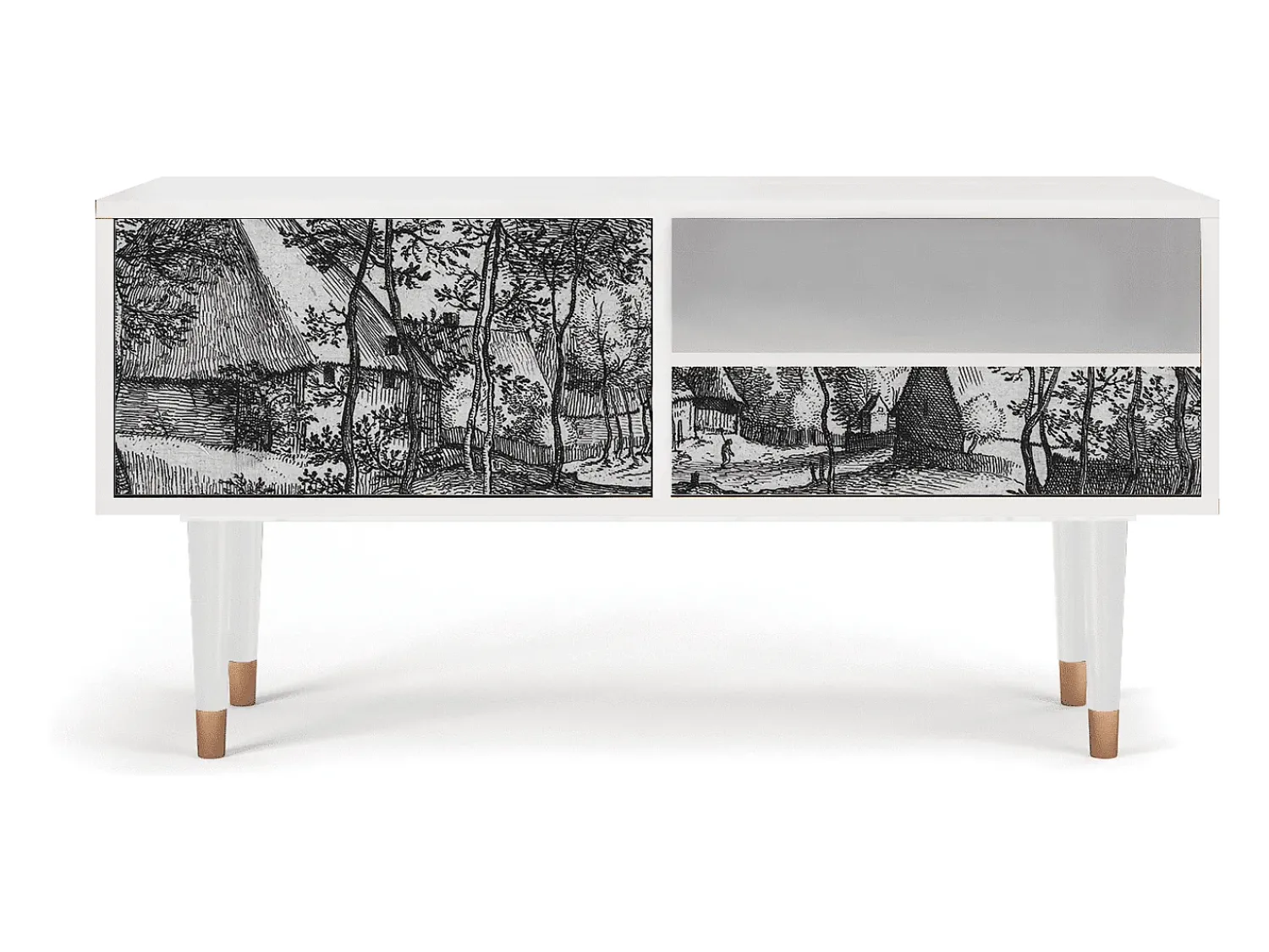 Best Mueble de TV - 115х59х48 cm - T3 - Village Road, Branco Bege