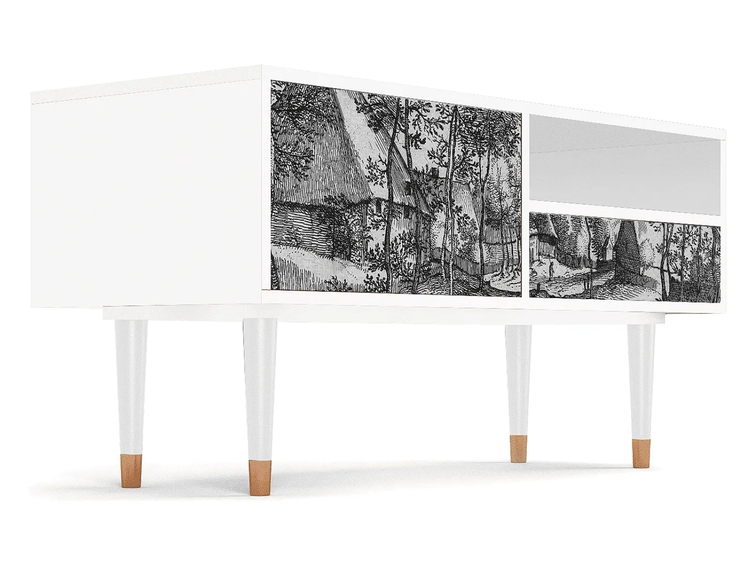 Best Mueble de TV - 115х59х48 cm - T3 - Village Road, Branco Bege
