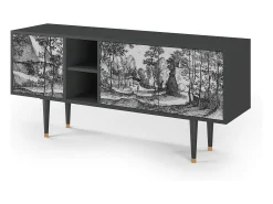 Móvel De Tv* Mueble de TV - 150х69х41 cm - T5 - Village Road, Antracite Cinza antracite